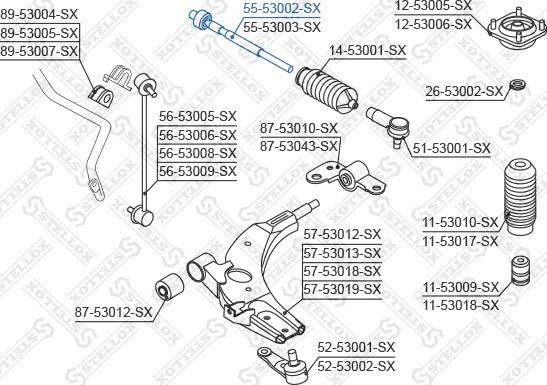 Stellox 55-53002-SX - Осевой шарнир, рулевая тяга autospares.lv