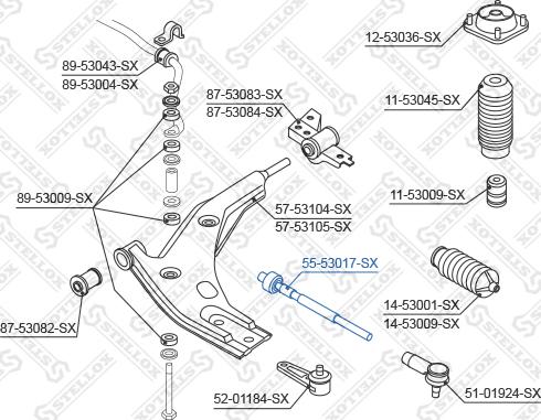 Stellox 55-53017-SX - Осевой шарнир, рулевая тяга autospares.lv