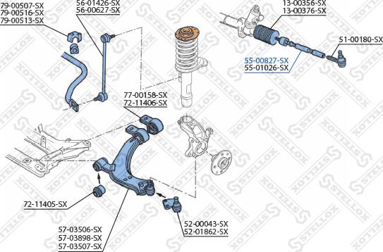 Stellox 55-00827-SX - Осевой шарнир, рулевая тяга autospares.lv