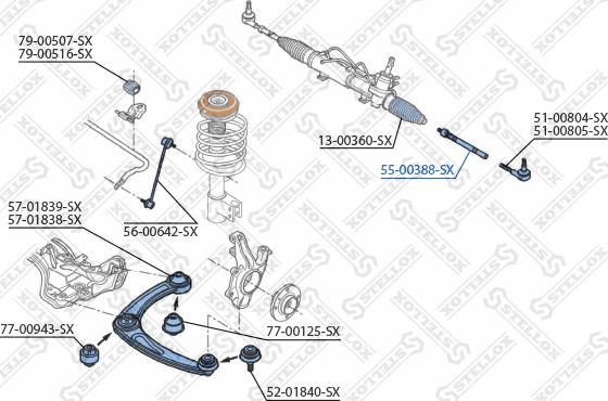 Stellox 55-00388-SX - Осевой шарнир, рулевая тяга autospares.lv