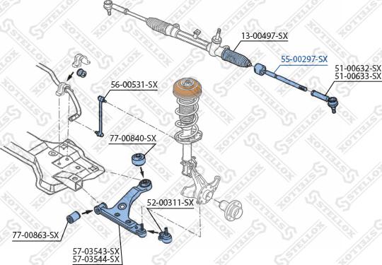 Stellox 55-00297-SX - Осевой шарнир, рулевая тяга autospares.lv