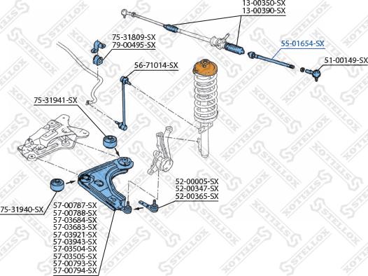 Stellox 55-01654-SX - Осевой шарнир, рулевая тяга autospares.lv