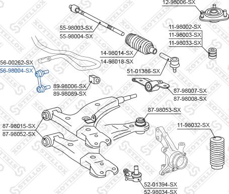 Stellox 56-98004-SX - Тяга / стойка, стабилизатор autospares.lv