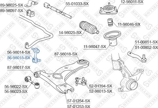 Stellox 56-98015-SX - Тяга / стойка, стабилизатор autospares.lv