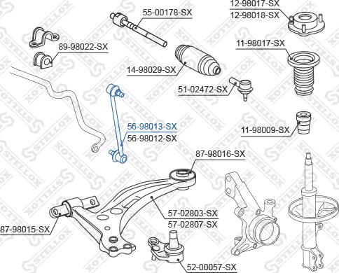 Stellox 56-98013-SX - Тяга / стойка, стабилизатор autospares.lv