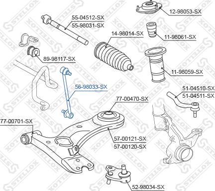 Stellox 56-98033-SX - Тяга / стойка, стабилизатор autospares.lv