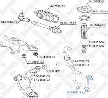 Stellox 56-98021-SX - Тяга / стойка, стабилизатор autospares.lv