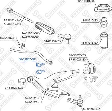 Stellox 56-51007-SX - Тяга / стойка, стабилизатор autospares.lv