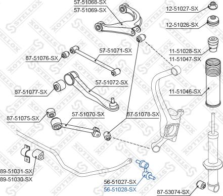 Stellox 56-51028-SX - Тяга / стойка, стабилизатор autospares.lv