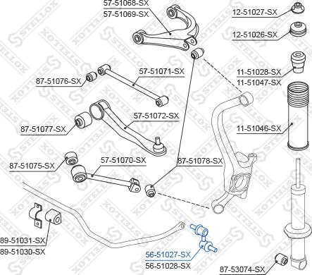 Stellox 56-51027-SX - Тяга / стойка, стабилизатор autospares.lv