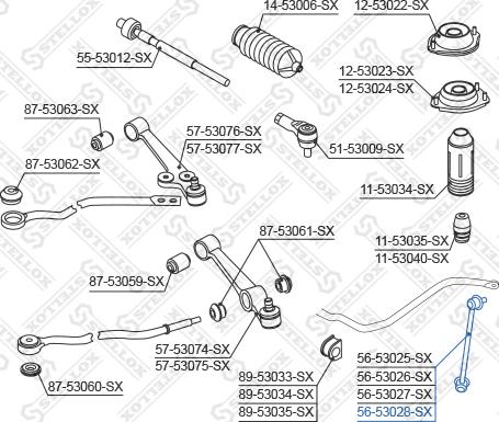 Stellox 56-53028-SX - Тяга / стойка, стабилизатор autospares.lv