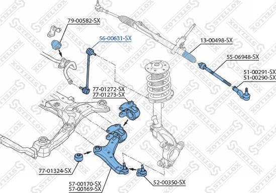 Stellox 56-00631-SX - Тяга / стойка, стабилизатор autospares.lv