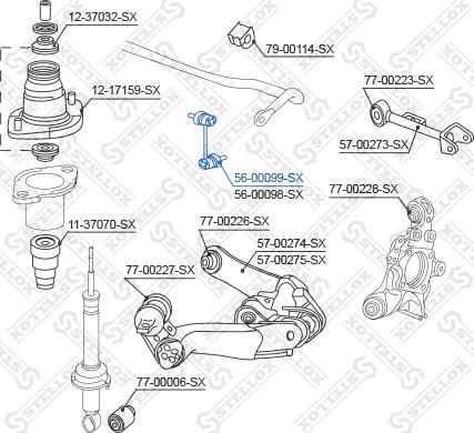 Stellox 56-00099-SX - Тяга / стойка, стабилизатор autospares.lv