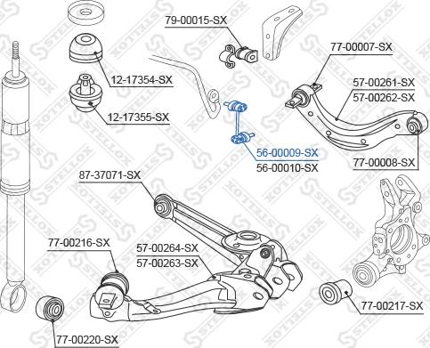 Stellox 56-00009-SX - Тяга / стойка, стабилизатор autospares.lv