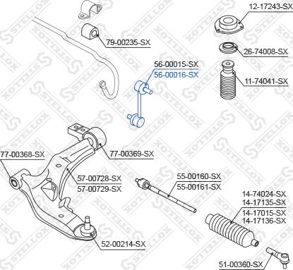 Stellox 56-00016-SX - Тяга / стойка, стабилизатор autospares.lv