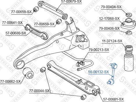 Stellox 56-00132-SX - Тяга / стойка, стабилизатор autospares.lv