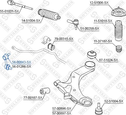 Stellox 56-00843-SX - Тяга / стойка, стабилизатор autospares.lv