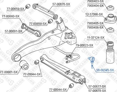 Stellox 56-00345-SX - Тяга / стойка, стабилизатор autospares.lv