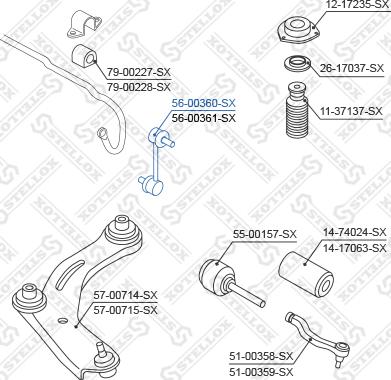 Stellox 56-00360-SX - Тяга / стойка, стабилизатор autospares.lv