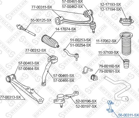 Stellox 56-00311-SX - Тяга / стойка, стабилизатор autospares.lv