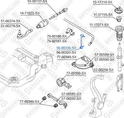 Stellox 56-00330-SX - Тяга / стойка, стабилизатор autospares.lv