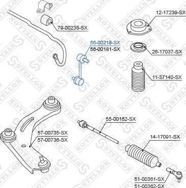 Stellox 56-00218-SX - Тяга / стойка, стабилизатор autospares.lv