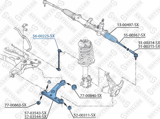 Stellox 56-00225-SX - Тяга / стойка, стабилизатор autospares.lv