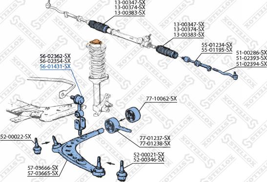 Stellox 56-01431-SX - Тяга / стойка, стабилизатор autospares.lv