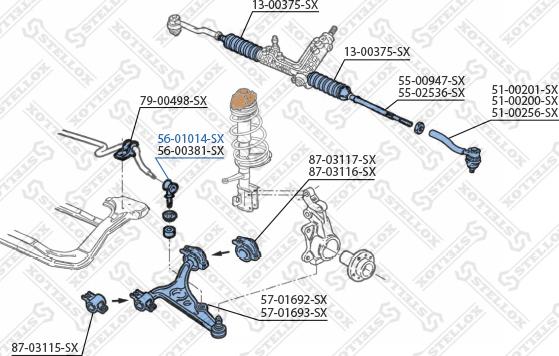 Stellox 56-01014-SX - Тяга / стойка, стабилизатор autospares.lv