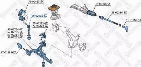 Stellox 56-02032-SX - Тяга / стойка, стабилизатор autospares.lv