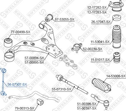 Stellox 56-07307-SX - Тяга / стойка, стабилизатор autospares.lv