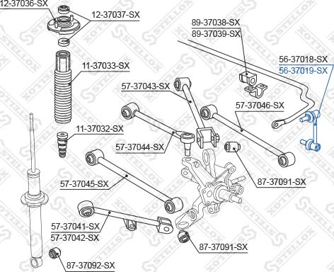 Stellox 56-37019-SX - Тяга / стойка, стабилизатор autospares.lv