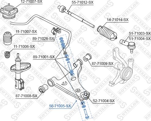 Stellox 56-71005-SX - Тяга / стойка, стабилизатор autospares.lv