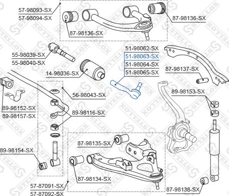 Stellox 51-98063-SX - Наконечник рулевой тяги, шарнир autospares.lv