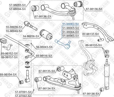 Stellox 51-98062-SX - Наконечник рулевой тяги, шарнир autospares.lv