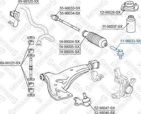 Stellox 51-98033-SX - Наконечник рулевой тяги, шарнир autospares.lv