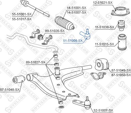 Stellox 51-51008-SX - Наконечник рулевой тяги, шарнир autospares.lv