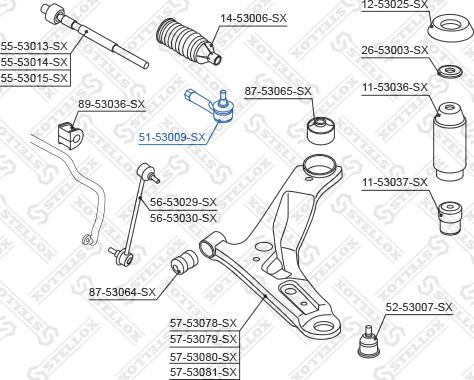 Stellox 51-53009-SX - Наконечник рулевой тяги, шарнир autospares.lv