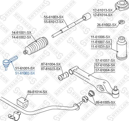 Stellox 51-61002-SX - Наконечник рулевой тяги, шарнир autospares.lv