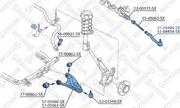 Stellox 51-04494-SX - Наконечник рулевой тяги, шарнир autospares.lv