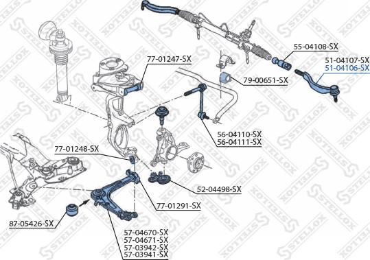 Stellox 51-04106-SX - Наконечник рулевой тяги, шарнир autospares.lv