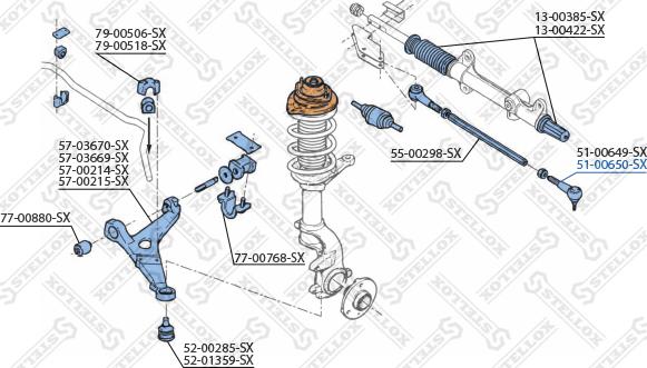 Stellox 51-00650-SX - Наконечник рулевой тяги, шарнир autospares.lv