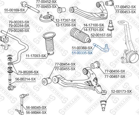 Stellox 51-00335-SX - Наконечник рулевой тяги, шарнир autospares.lv