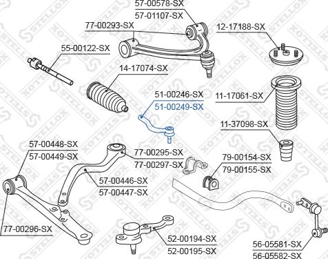 Stellox 51-00249-SX - Наконечник рулевой тяги, шарнир autospares.lv