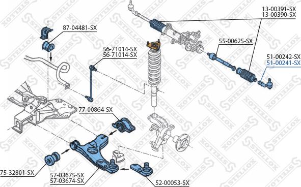 Stellox 51-00241-SX - Наконечник рулевой тяги, шарнир autospares.lv