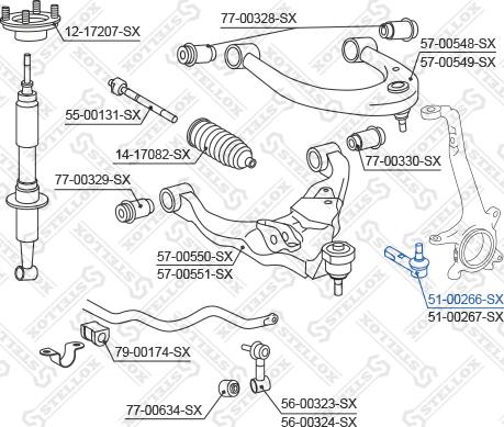 Stellox 51-00266-SX - Наконечник рулевой тяги, шарнир autospares.lv