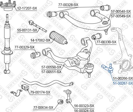 Stellox 51-00267-SX - Наконечник рулевой тяги, шарнир autospares.lv