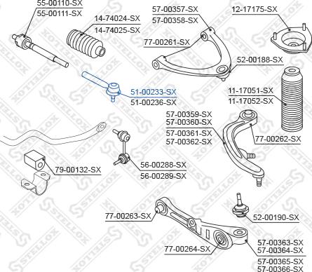 Stellox 51-00233-SX - Наконечник рулевой тяги, шарнир autospares.lv