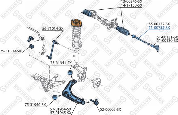 Stellox 51-00755-SX - Осевой шарнир, рулевая тяга autospares.lv