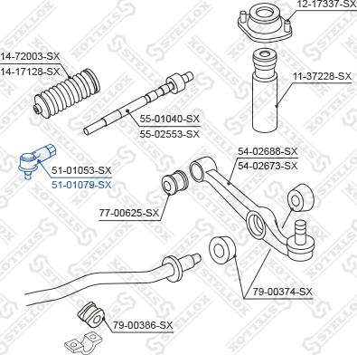 Stellox 51-01079-SX - Наконечник рулевой тяги, шарнир autospares.lv